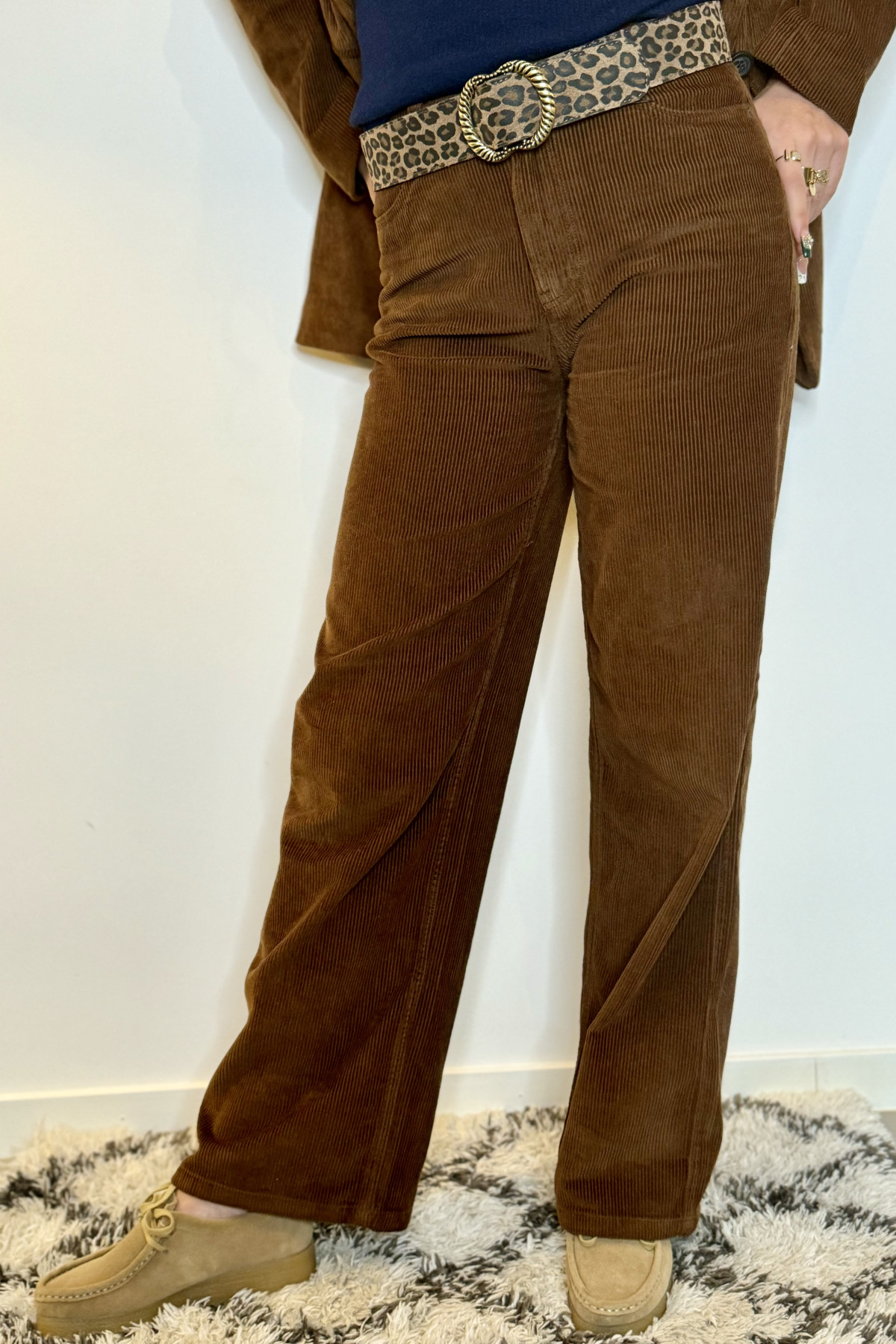 B YOUNG PANTALON 2113 DANNA MARRON A VELOUR