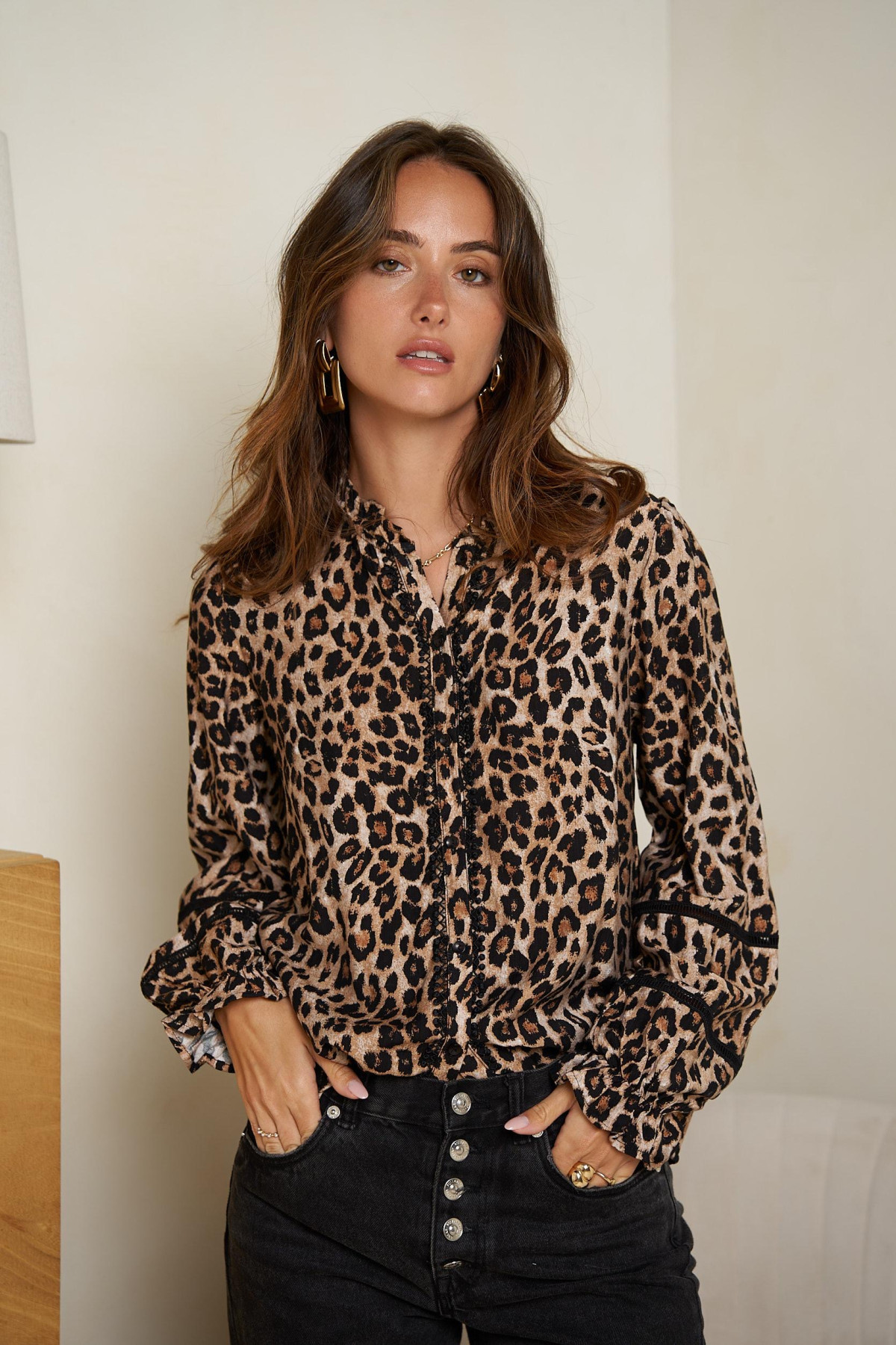 BLOUSE A MOTIF LEOPARD JP3241 KILKY