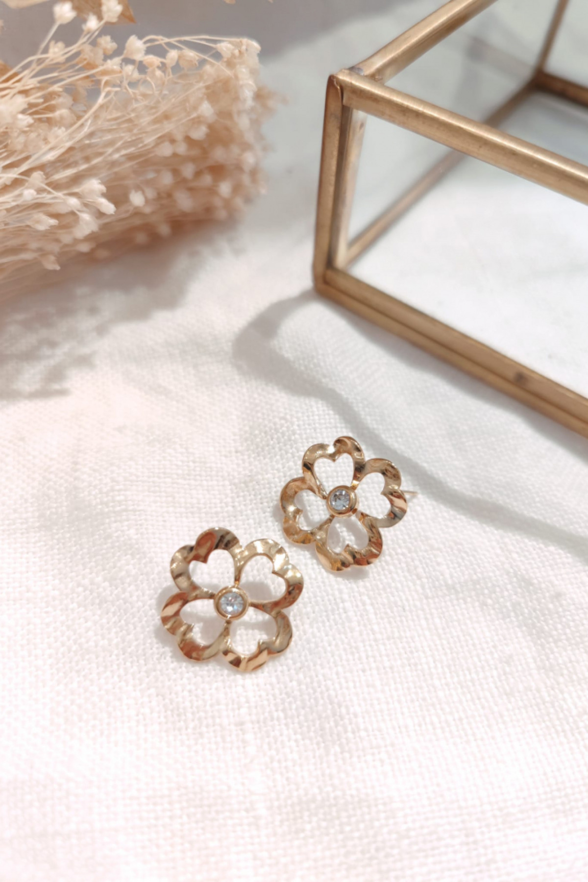 boucles d'oreilles fleurs en acier inoxydable 