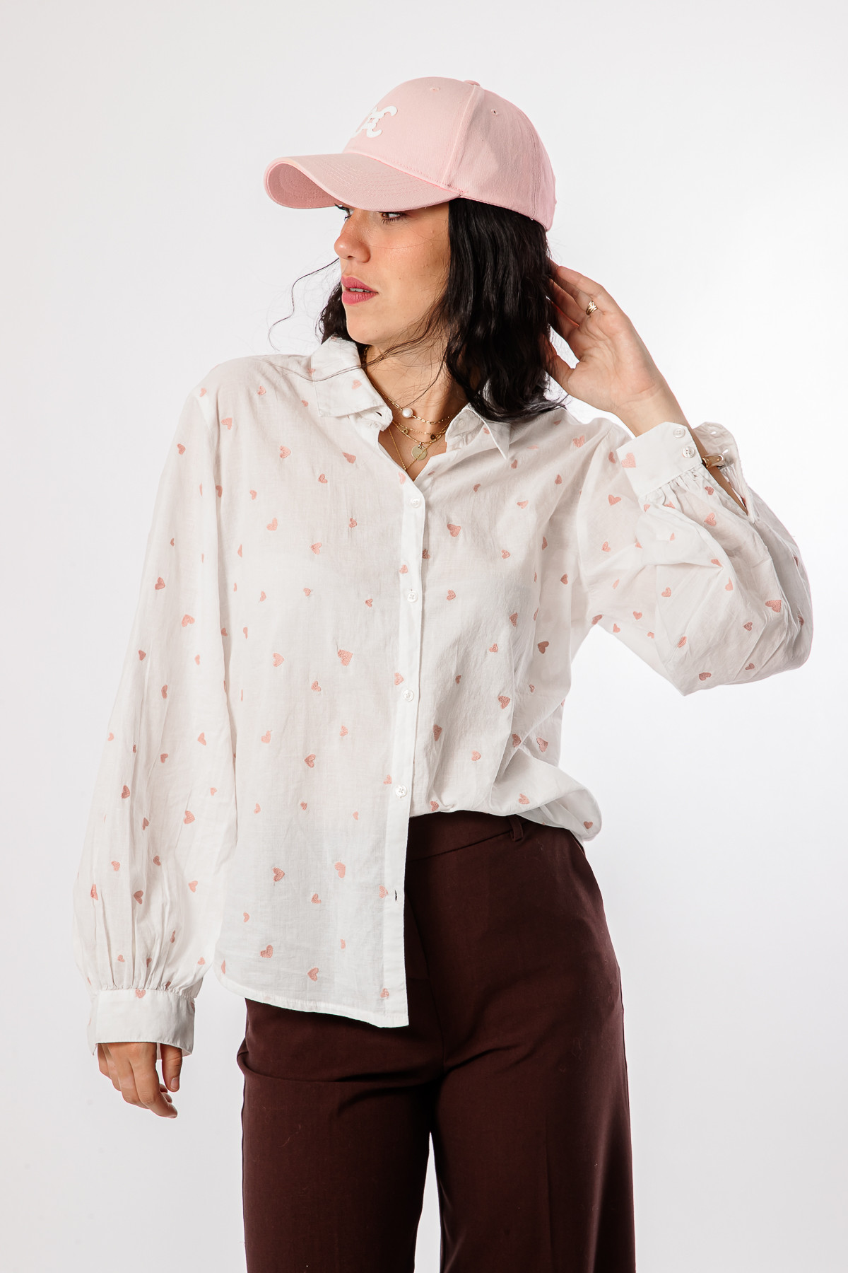 B.YOUNG BLOUSE CHEMISIER AVEC COEUR ROSE JADIS 15247