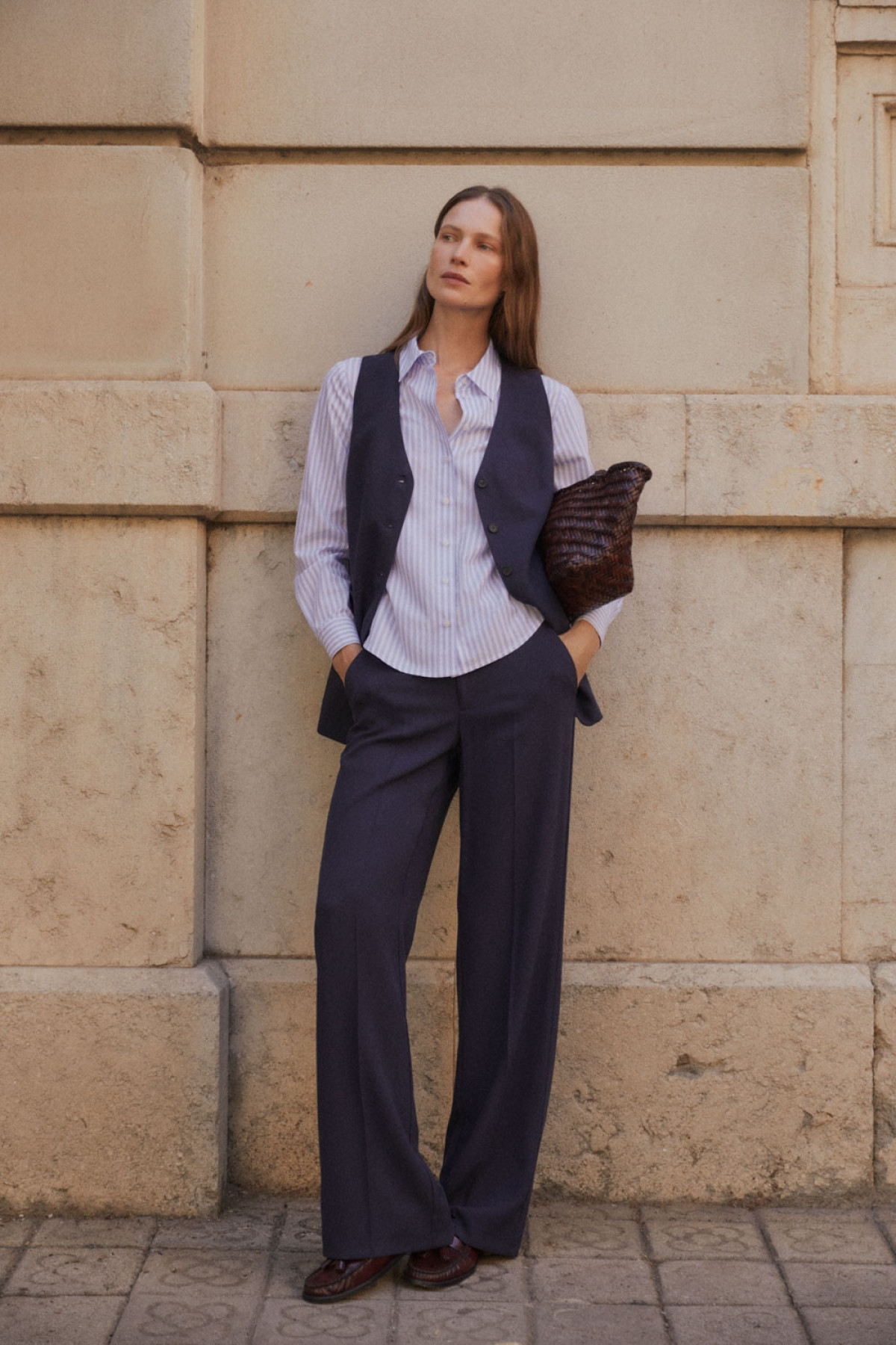 ESE O ESE CHEMISE STRIPES MINIMAL BLEU CIEL A RAYURES BLANCHES