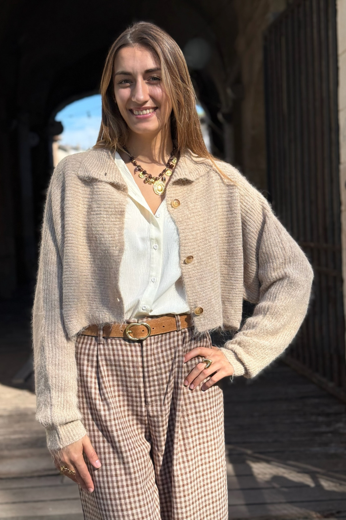 gilet the korner col chemise camel 4303 gilet the korner col chemise camel 4303