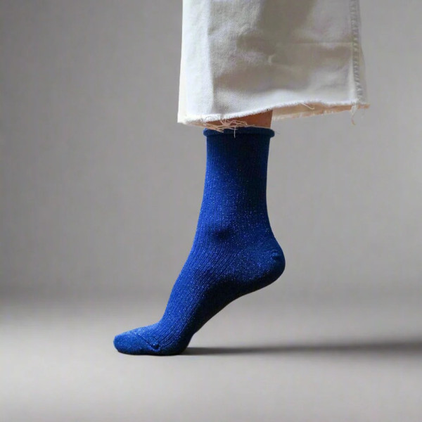 KLUE Chaussettes paillettes en Lyocell écologique Bleu Electrique