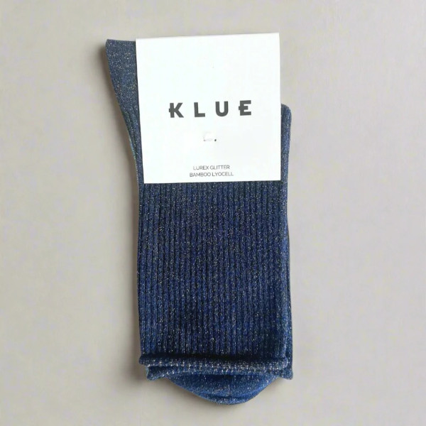 KLUE Chaussettes paillettes en Lyocell écologique Bleue