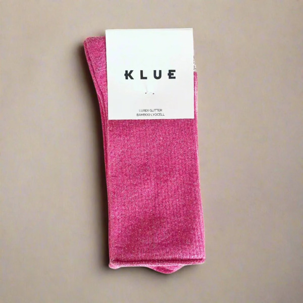 KLUE Chaussettes paillettes en Lyocell écologique Rose