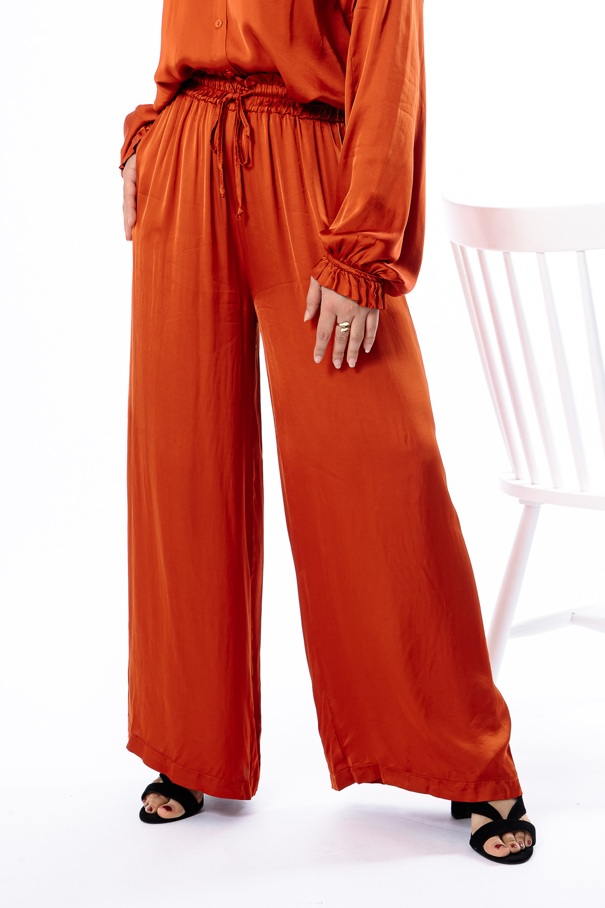 pantalon pako litto SILKY TOUCH AMPLE terracotTa PTL3714