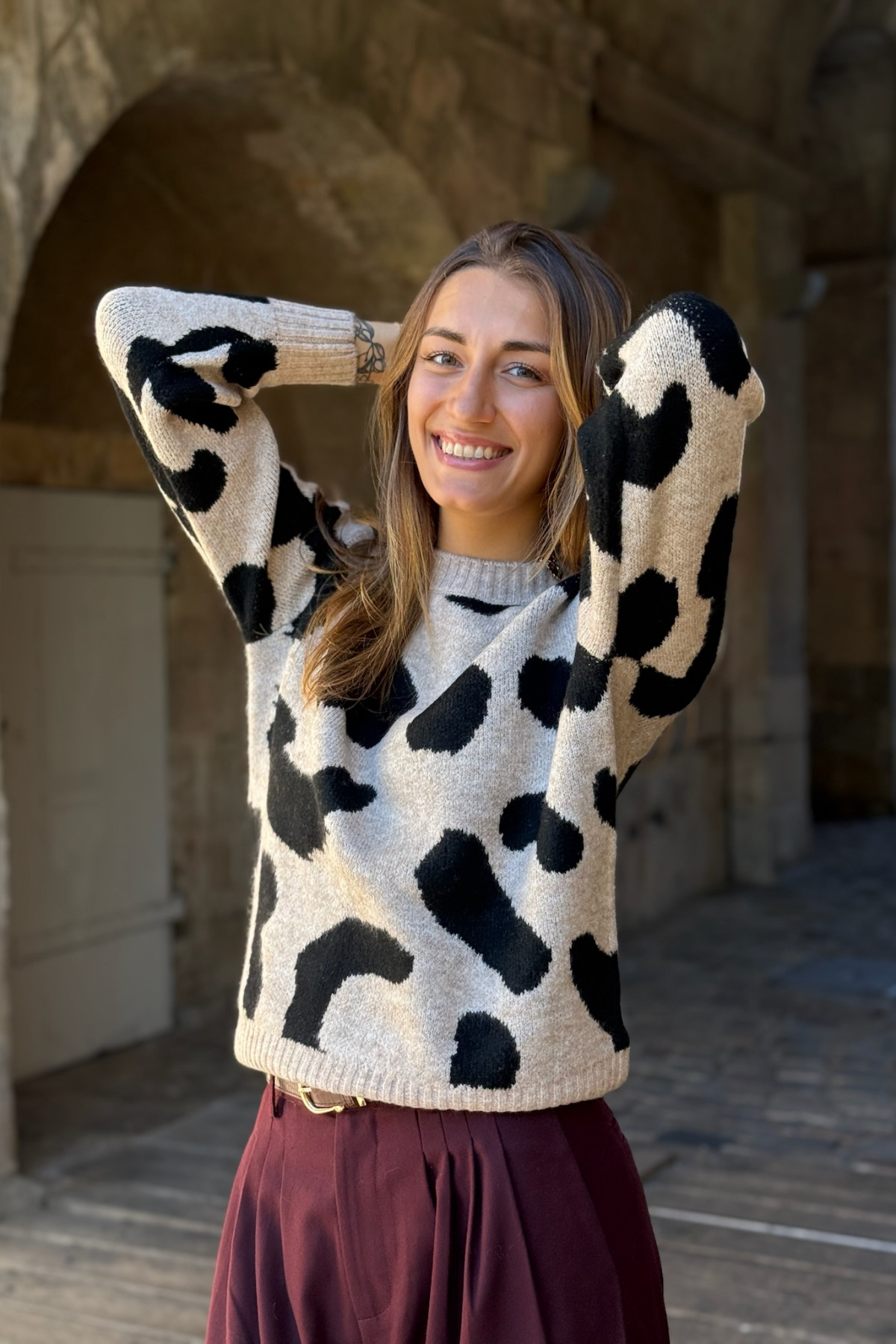 pull b ypung minyax beige et noir 7132 pull b ypung minyax beige et noir 7132