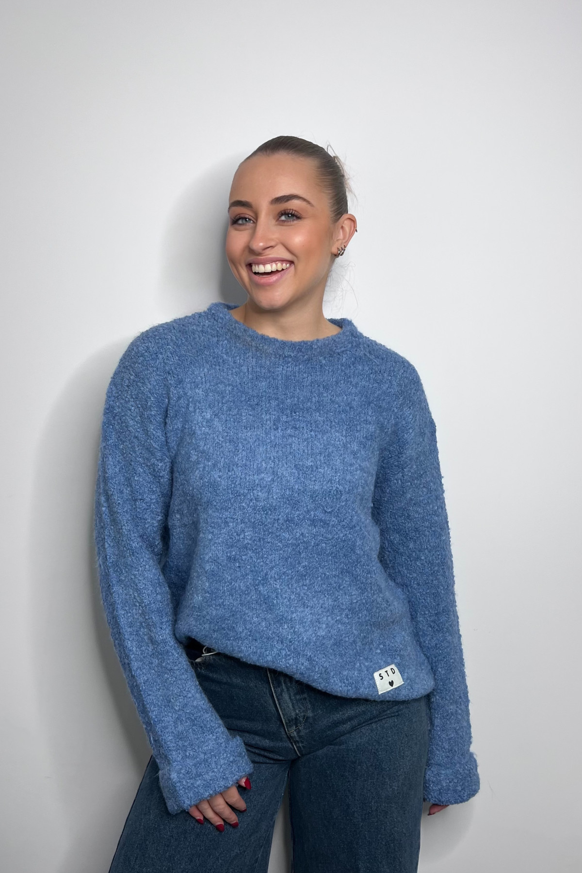 Pull ICHI blarisa bleu en maille duveteuse 20124596 Pull ICHI blarisa bleu en maille duveteuse 20124596