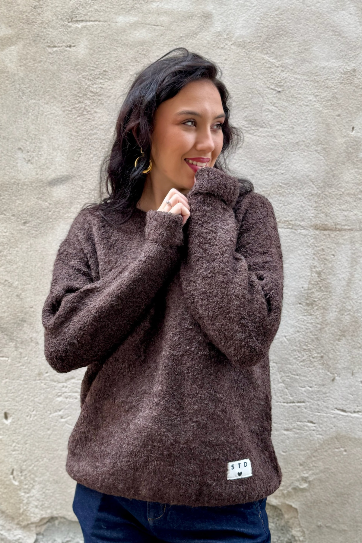 Pull ICHI chocolat oversize melotonné blarissa Pull ICHI chocolat oversize melotonné blarissa