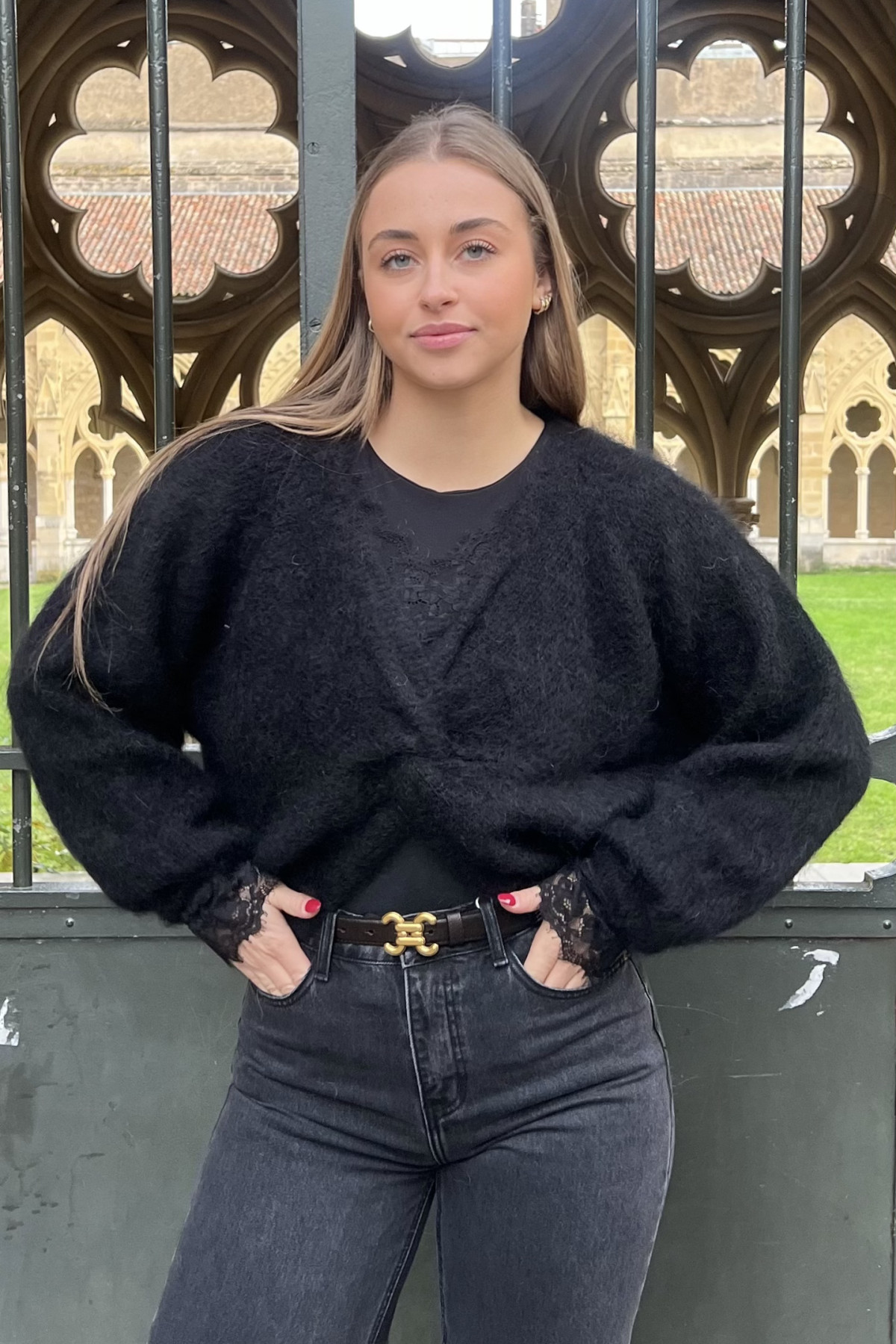 pull mohair détail noeud chummy noir pull mohair détail noeud chummy noir