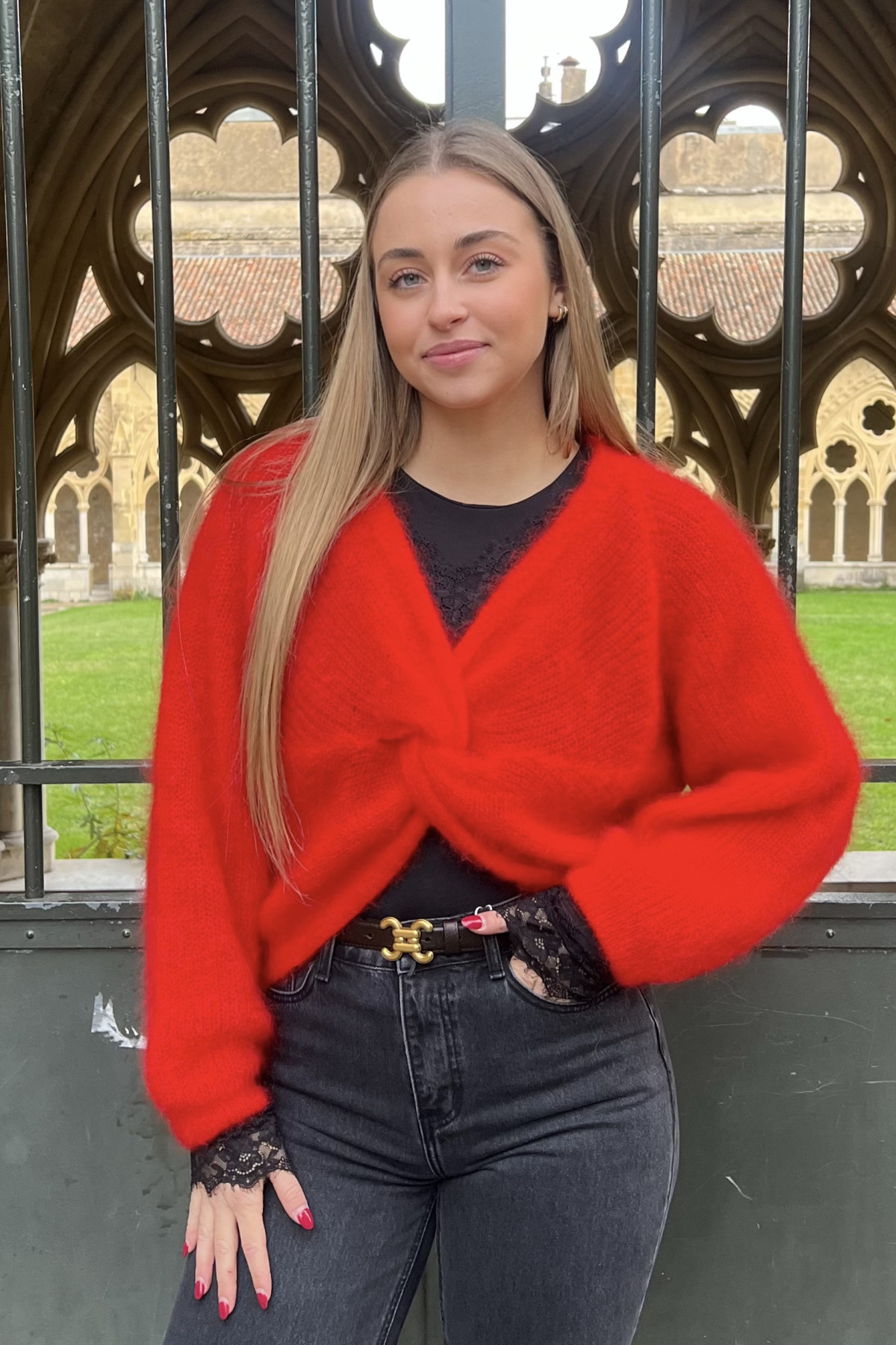 pull mohair détail noeud chummy rouge pull mohair détail noeud chummy rouge