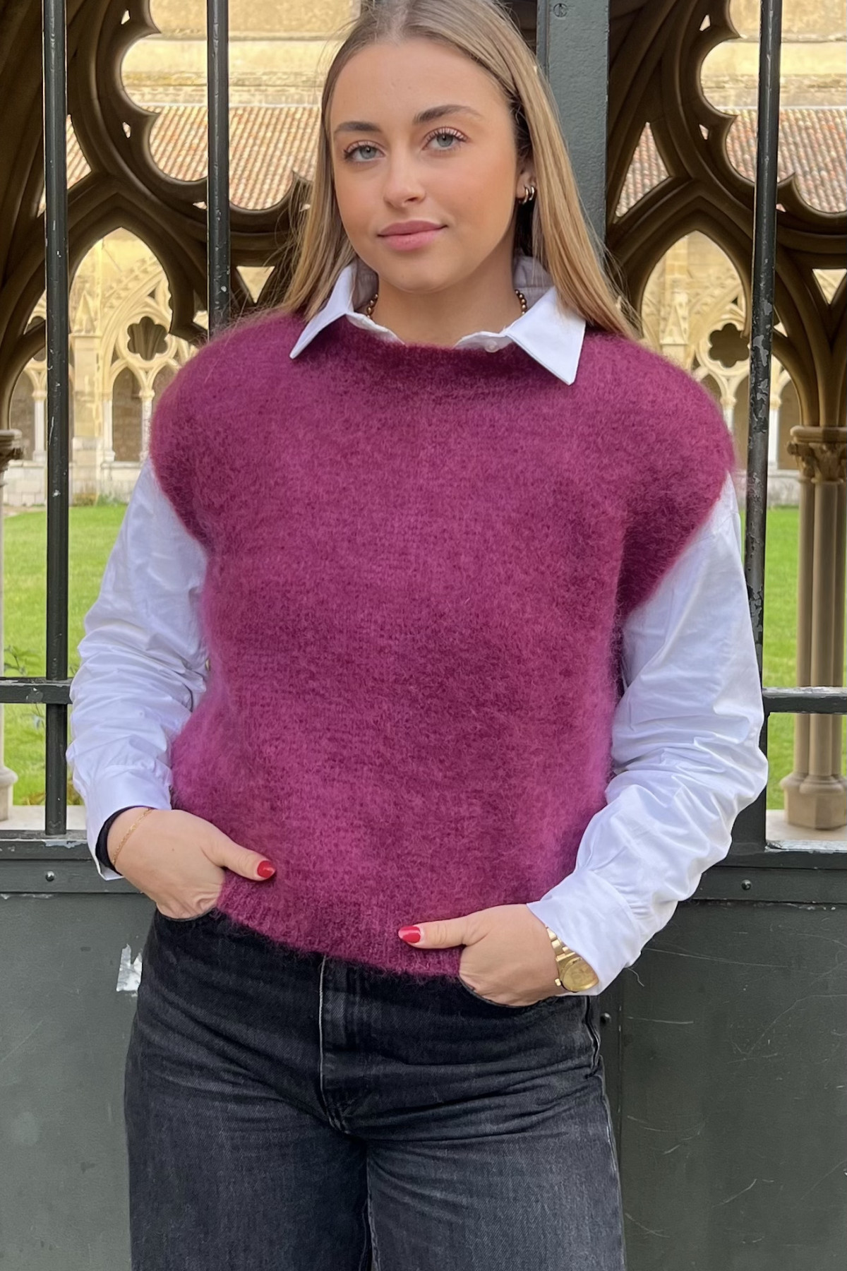 pull mohair sans manches chummy prune pull mohair sans manches chummy prune