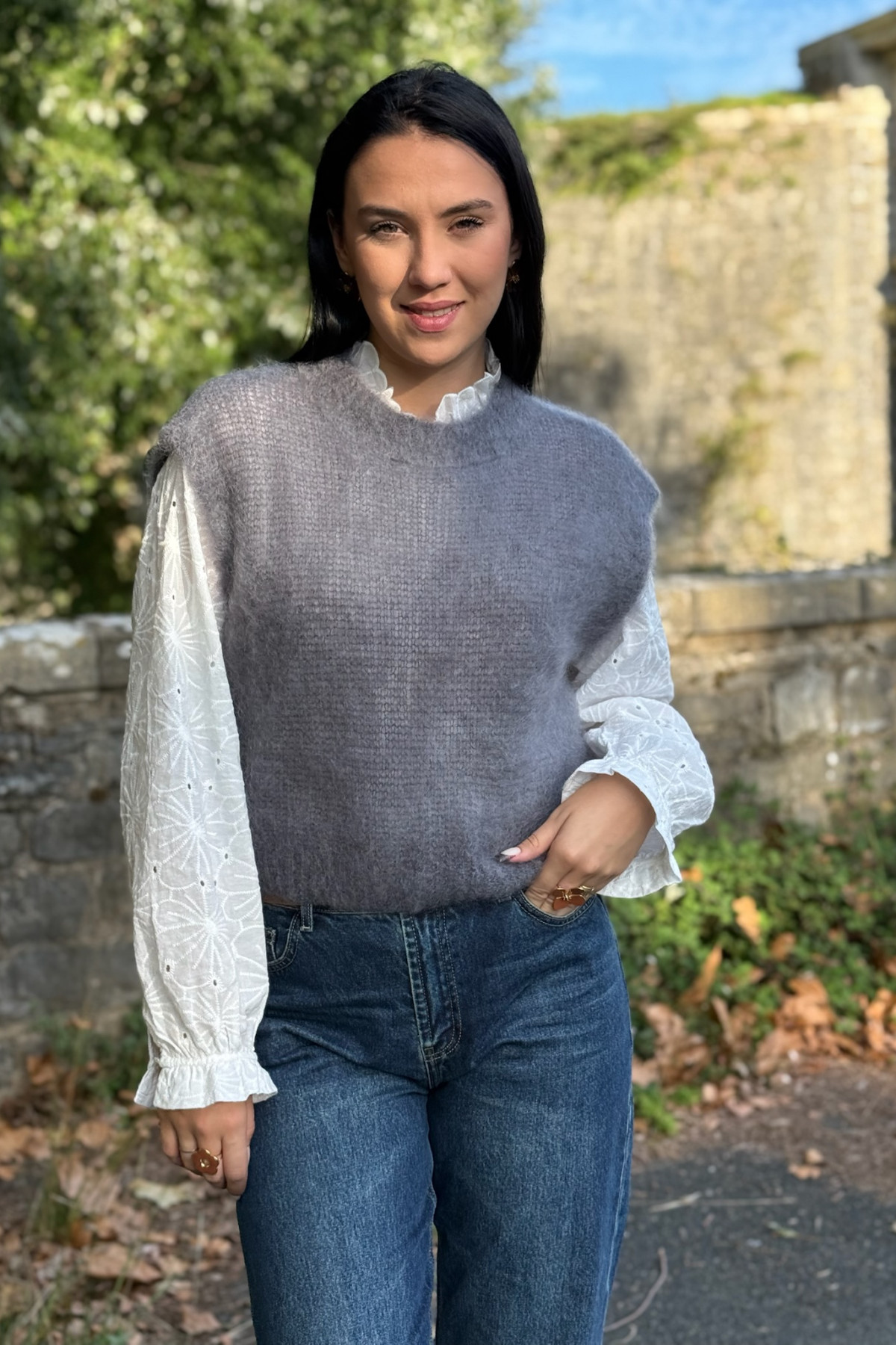 pull sans manches en mohair court gris 210 pull sans manches en mohair court gris 210