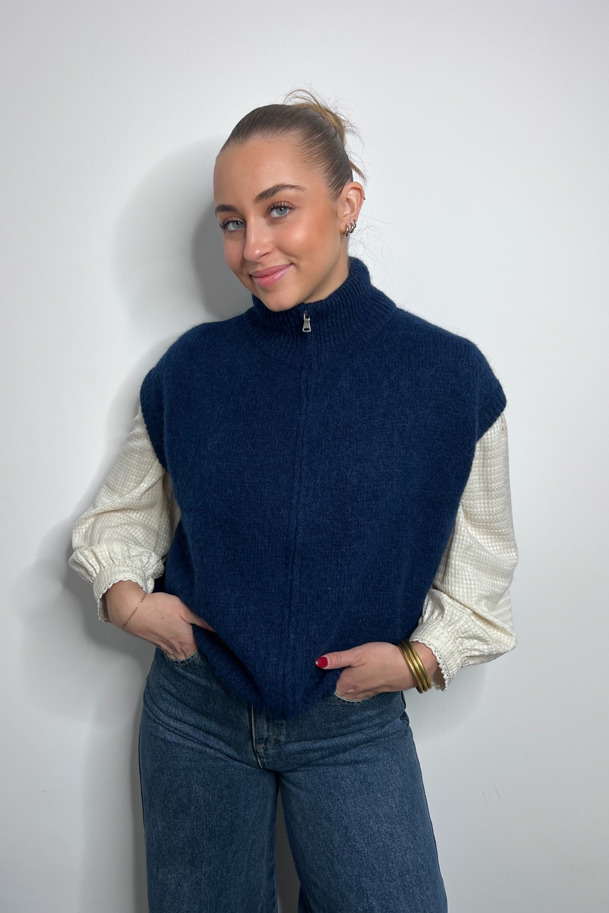 pull sans manches intuition bleu marine profond 672507 pull sans manches intuition bleu marine profond 672507