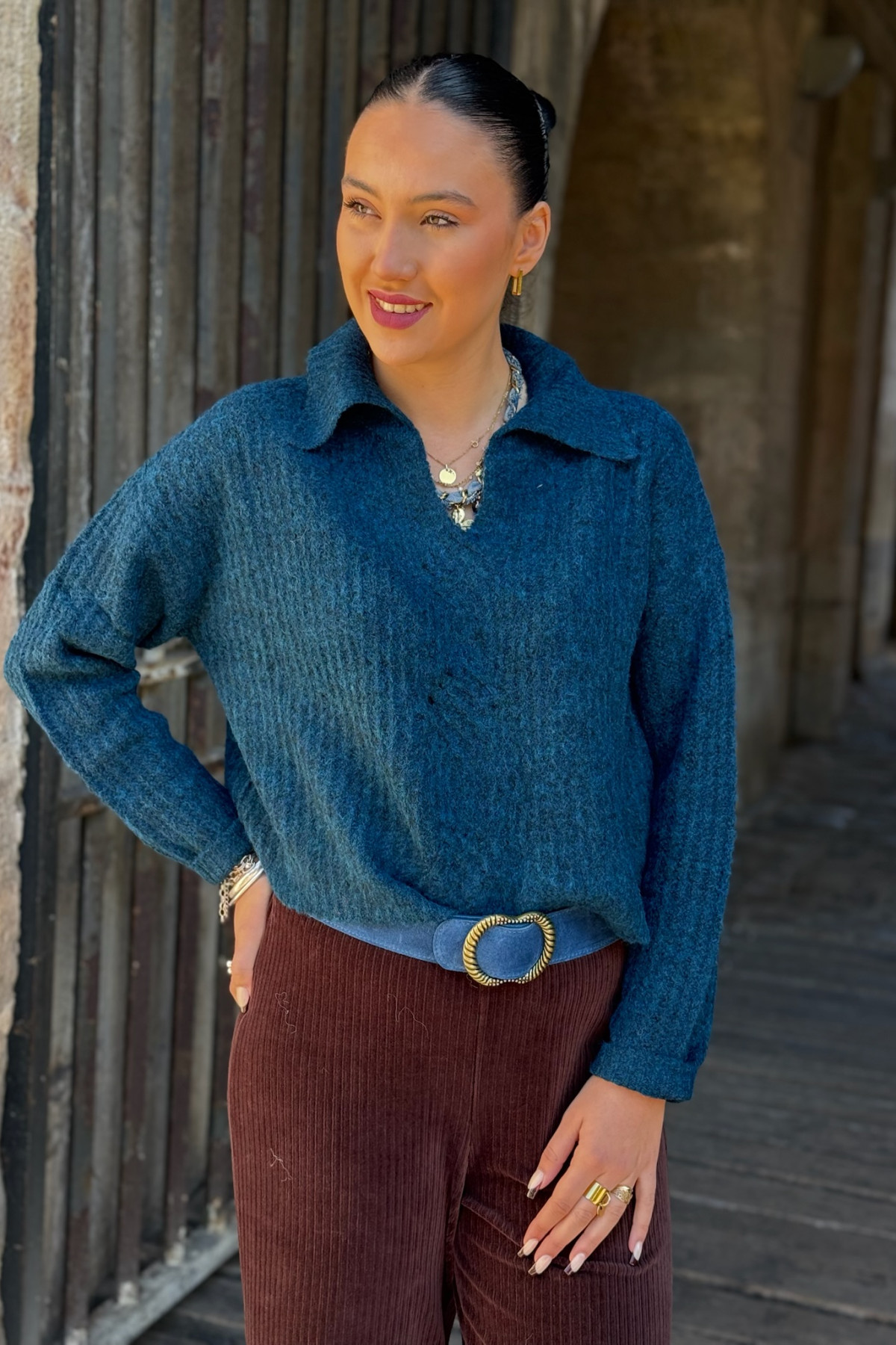 pull the korner bleu col chemise 3401 knit pull the korner bleu col chemise 3401 knit