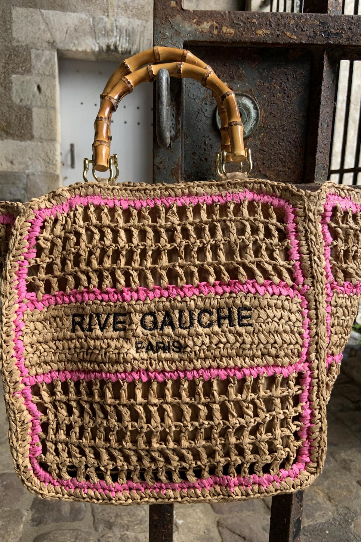 SAC RIVE GAUCHE 6366 ROSE raphia   VIMODA 