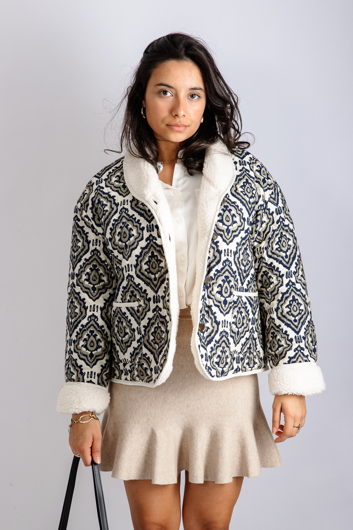 veste the korner à motifs kaki et marine 2099 CREAM